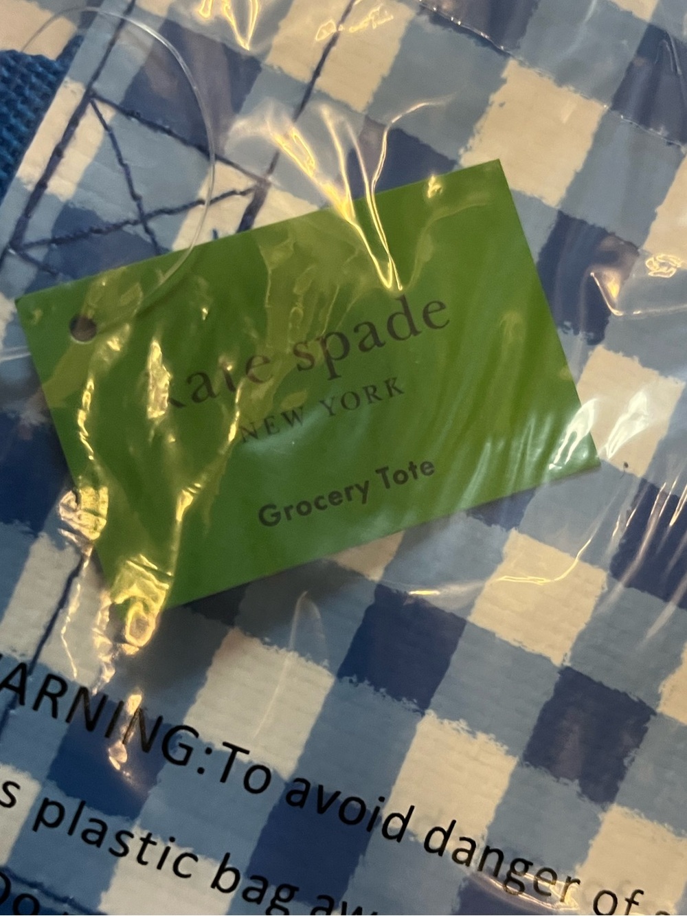 🆕 Kate Spade Gingham Grocery Tote - Picture 7 of 9